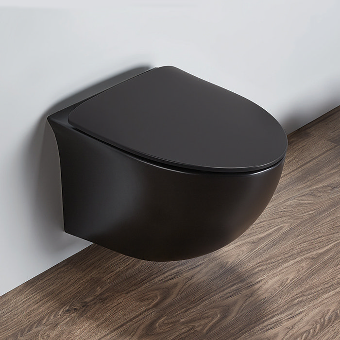 Roxbury Round Matt Black Wall Hung Toilet incl. Soft Close Seat