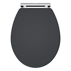 Roxbury Satin Anthracite Soft Close Toilet Seat with Chrome Hinges