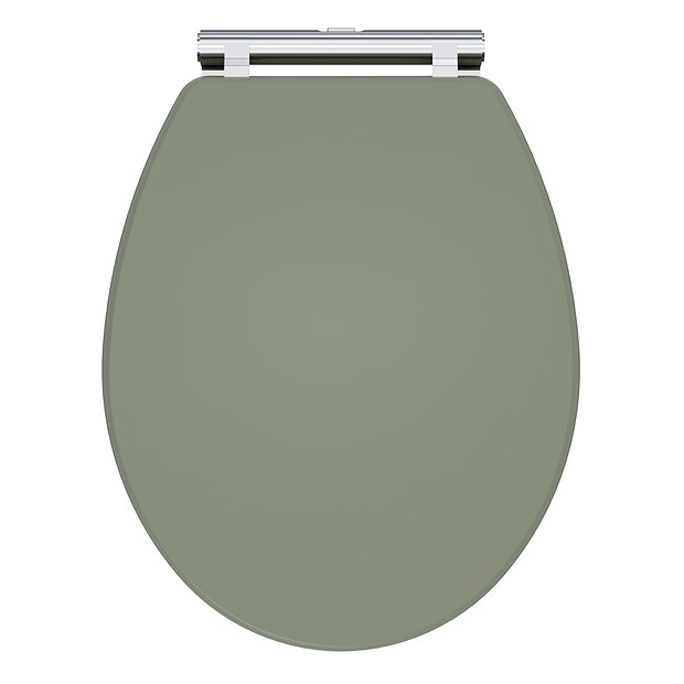 Roxbury Satin Green Soft Close Toilet Seat with Chrome Hinges