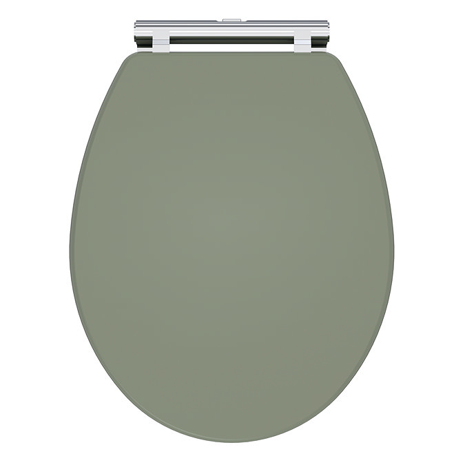 Roxbury Satin Green Soft Close Toilet Seat with Chrome Hinges 