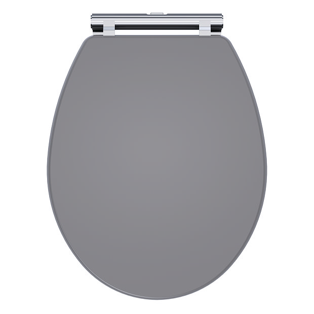 Roxbury Satin Grey Soft Close Toilet Seat with Chrome Hinges