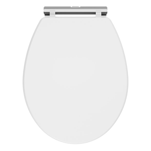 Roxbury Satin White Soft Close Toilet Seat with Chrome Hinges