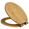Roxbury Solid Antique Oak Soft-Close Toilet Seat with Antique Brass Hinges
