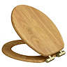 Roxbury Solid Antique Oak Wooden Toilet Seat with Brushed Brass Hinges