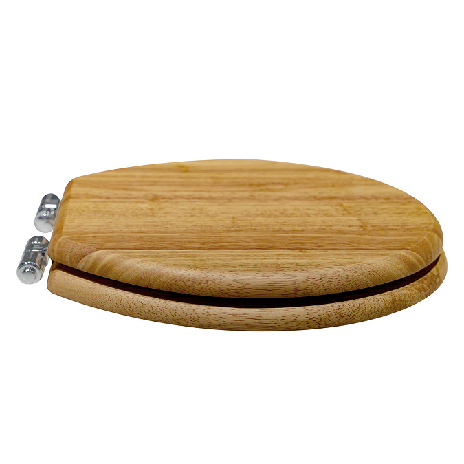 Roxbury Solid Antique Oak Wooden Toilet Seat with Chrome Hinges