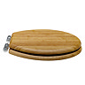 Roxbury Solid Antique Oak Wooden Toilet Seat with Chrome Hinges