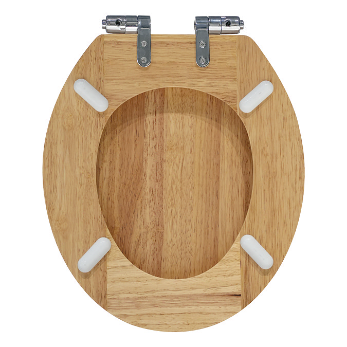 Roxbury Solid Antique Oak Wooden Toilet Seat with Chrome Hinges
