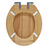 Roxbury Solid Antique Oak Wooden Toilet Seat with Chrome Hinges