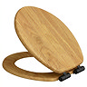 Roxbury Solid Antique Oak Wooden Toilet Seat with Matt Black Hinges
