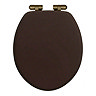 Roxbury Solid Mahogany Wooden Toilet Seat with Antique Brass Hinges