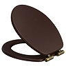 Roxbury Solid Mahogany Wooden Toilet Seat with Antique Brass Hinges