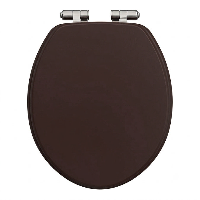 Roxbury Solid Wood Toilet Seat – Satin Mahogany with Chrome Hinges