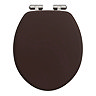 Roxbury Solid Wood Toilet Seat – Satin Mahogany with Chrome Hinges