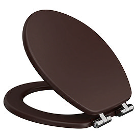 Roxbury Solid Mahogany Wooden Toilet Seat with Chrome Hinges