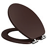 Roxbury Solid Mahogany Wooden Toilet Seat with Chrome Hinges