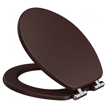 Roxbury Solid Wood Toilet Seat – Satin Mahogany with Chrome Hinges
