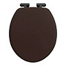 Roxbury Solid Mahogany Wooden Toilet Seat with Matt Black Hinges