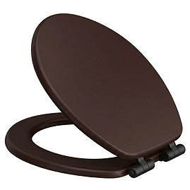 Roxbury Solid Mahogany Wooden Toilet Seat with Matt Black Hinges