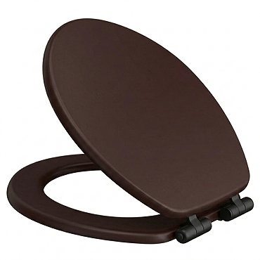 Roxbury Solid Mahogany Wooden Toilet Seat with Matt Black Hinges