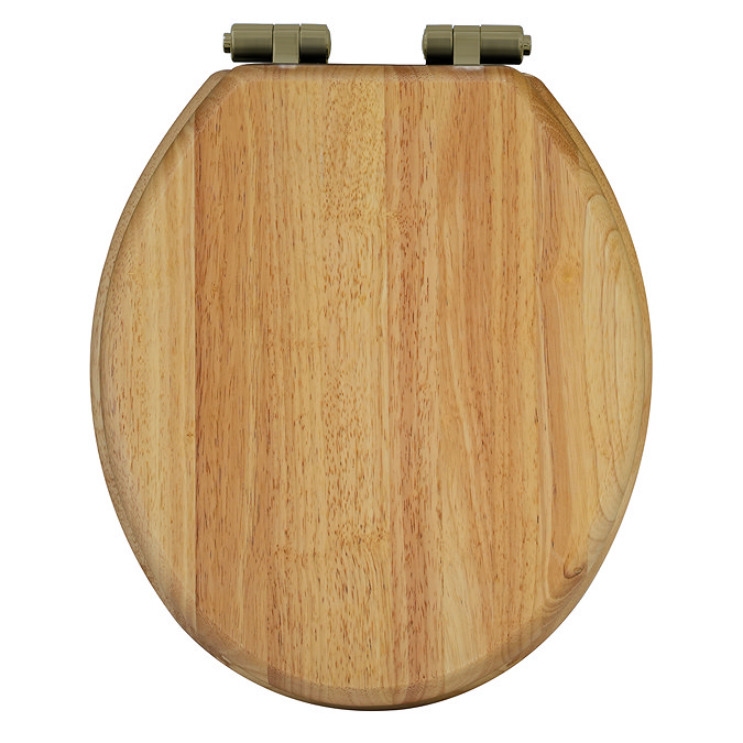 Roxbury Solid Oak Soft-Close Toilet Seat with Antique Brass Hinges