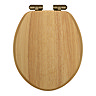 Roxbury Solid Oak Soft-Close Toilet Seat with Antique Brass Hinges