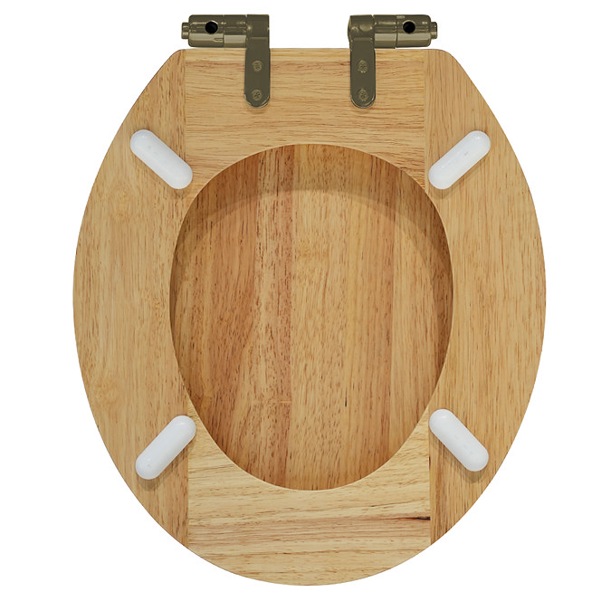 Roxbury Solid Oak Soft-Close Toilet Seat with Antique Brass Hinges