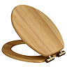 Roxbury Solid Oak Soft-Close Toilet Seat with Antique Brass Hinges