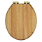 Roxbury Solid Oak Soft-Close Toilet Seat with Brushed Brass Hinges