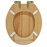 Roxbury Solid Oak Soft-Close Toilet Seat with Brushed Brass Hinges