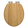 Roxbury Solid Oak Soft-Close Toilet Seat with Chrome Hinges