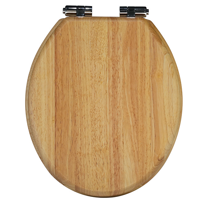 Roxbury Solid Oak Soft-Close Toilet Seat with Chrome Hinges