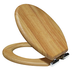 Roxbury Solid Oak Soft-Close Toilet Seat with Chrome Hinges