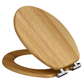 Roxbury Solid Oak Soft-Close Toilet Seat with Chrome Hinges