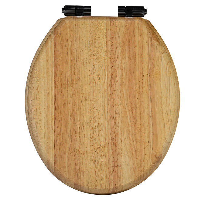 Roxbury Solid Oak Toilet Seat with Matt Black Hinges