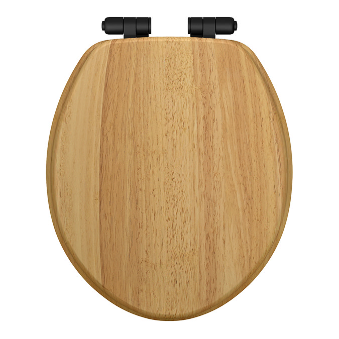 Roxbury Solid Oak Soft-Close Toilet Seat with Matt Black Hinges