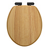 Roxbury Solid Oak Soft-Close Toilet Seat with Matt Black Hinges