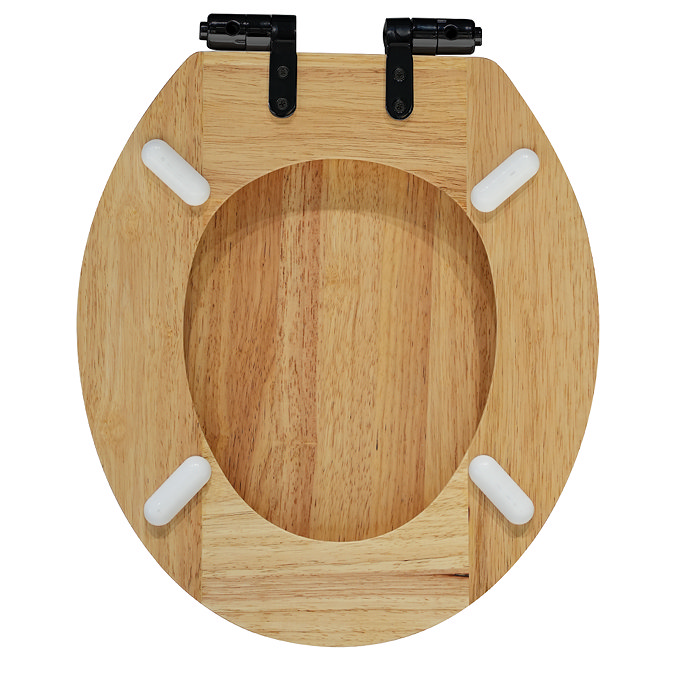Roxbury Solid Oak Toilet Seat with Matt Black Hinges