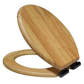 Roxbury Solid Oak Toilet Seat with Matt Black Hinges