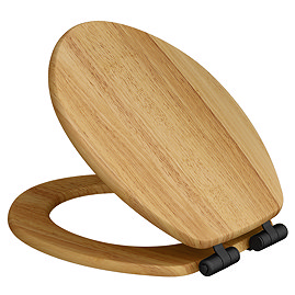 Roxbury Solid Oak Soft-Close Toilet Seat with Matt Black Hinges