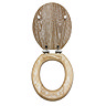 Roxbury Solid Rustic White Wash Wooden Toilet Seat with Chrome Hinges