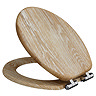 Roxbury Solid Rustic White Wash Wooden Toilet Seat with Chrome Hinges