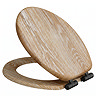 Roxbury Solid Rustic White Wash Wooden Toilet Seat with Matt Black Hinges