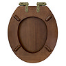 Roxbury Solid Walnut Soft-Close Toilet Seat with Antique Brass Hinges