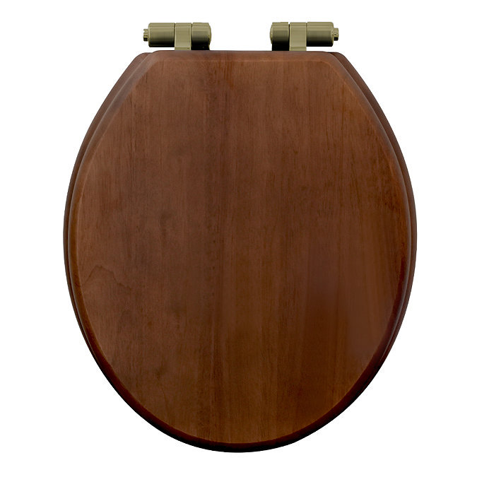 Roxbury Solid Walnut Soft-Close Toilet Seat with Antique Brass Hinges