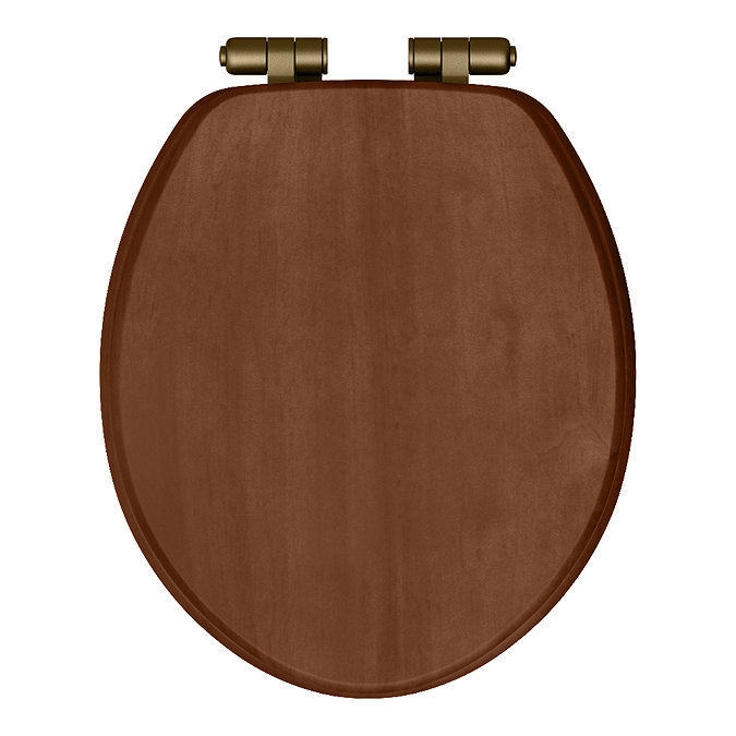 Roxbury Solid Walnut Soft-Close Toilet Seat with Antique Brass Hinges