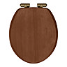 Roxbury Solid Walnut Soft-Close Toilet Seat with Antique Brass Hinges