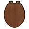 Roxbury Solid Walnut Soft-Close Toilet Seat with Antique Brass Hinges