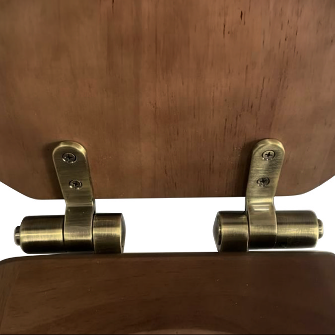 Roxbury Solid Walnut Soft-Close Toilet Seat with Antique Brass Hinges