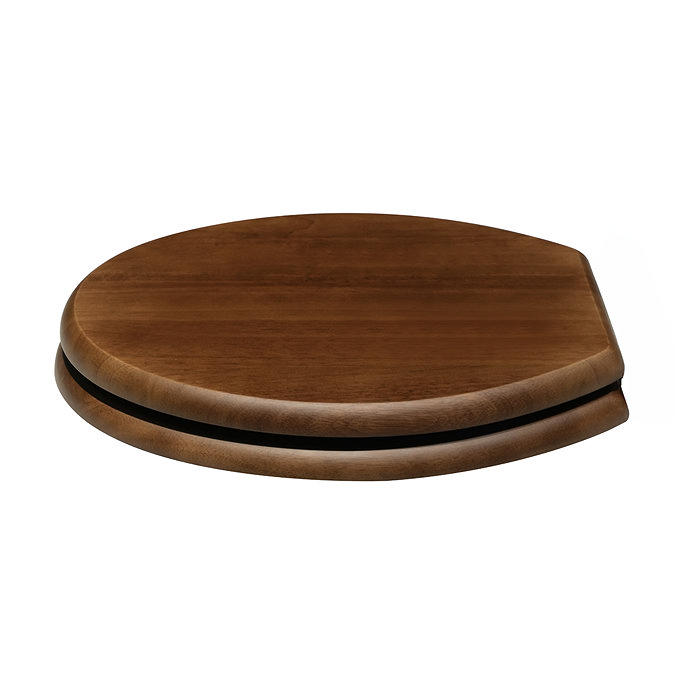 Roxbury Solid Walnut Soft-Close Toilet Seat with Antique Brass Hinges