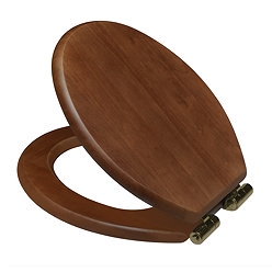Roxbury Solid Walnut Soft-Close Toilet Seat with Antique Brass Hinges
